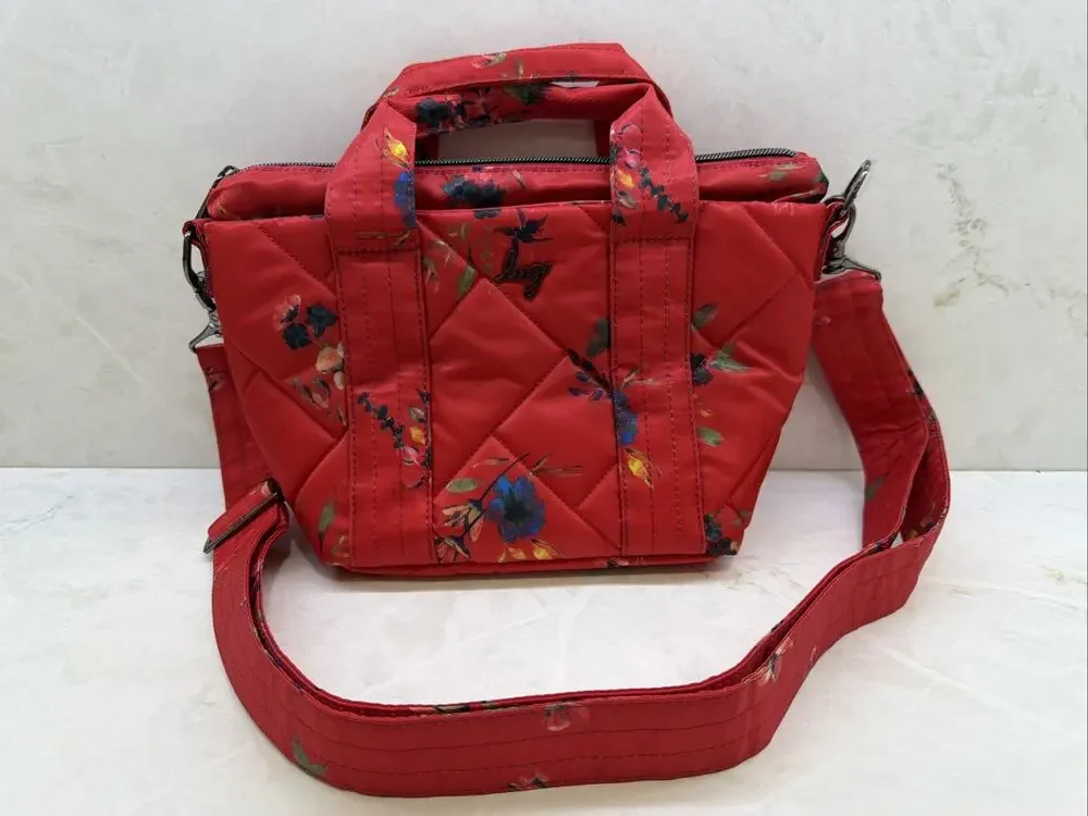 Lug Dory Mini Crossbody Bag Bouquet Red Floral Top Handle Travel Purse NWOT